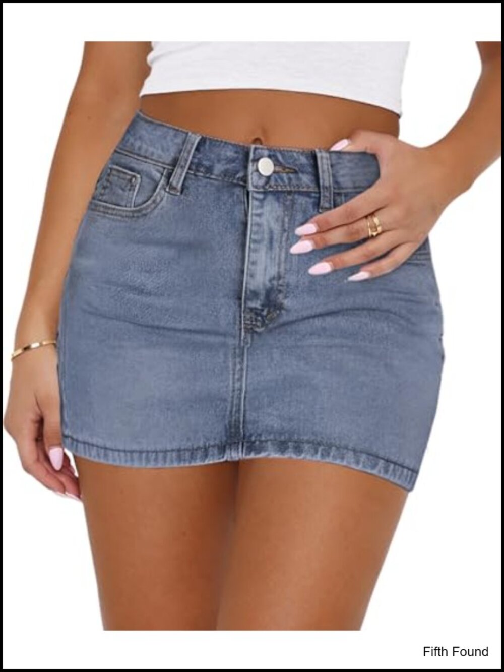 Women's Denim Mini Skirt Low Rise Stretchy Jean Skirt with Pockets